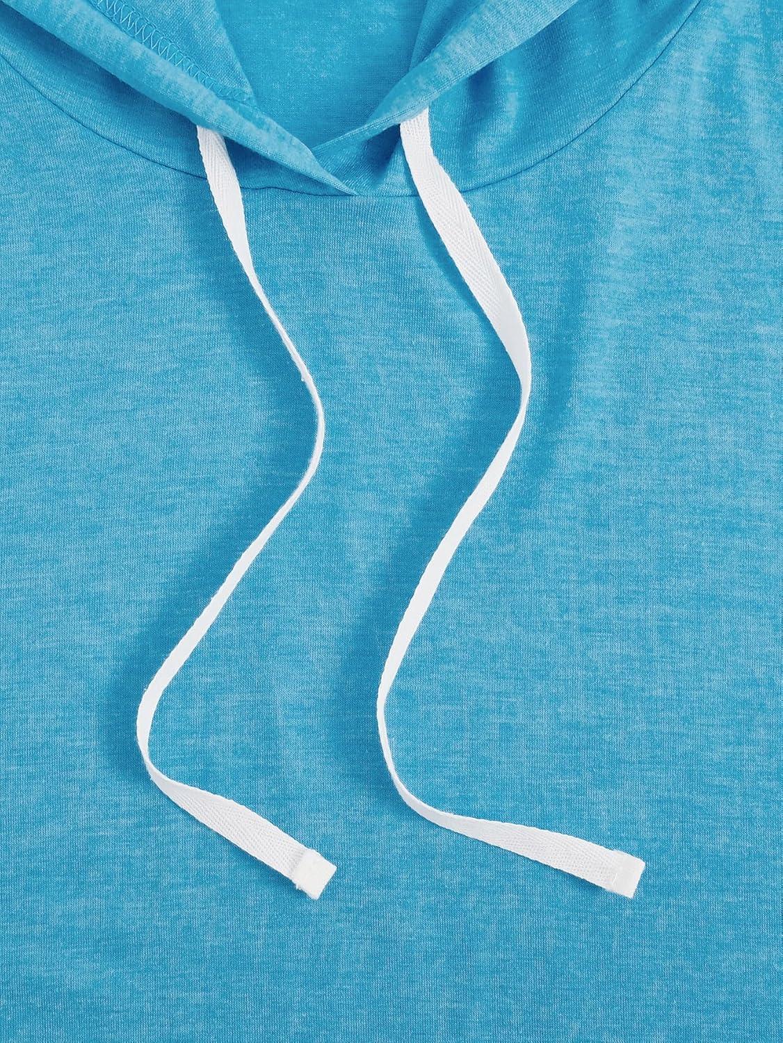 imageSweatyRocks Womens Summer Sleeveless Hooded Tank Top TShirt for Athletic Exercise Relaxed BreathableTeal Blue