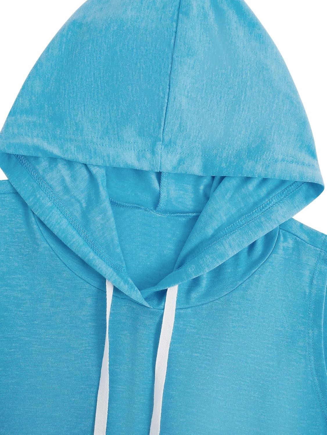 imageSweatyRocks Womens Summer Sleeveless Hooded Tank Top TShirt for Athletic Exercise Relaxed BreathableTeal Blue