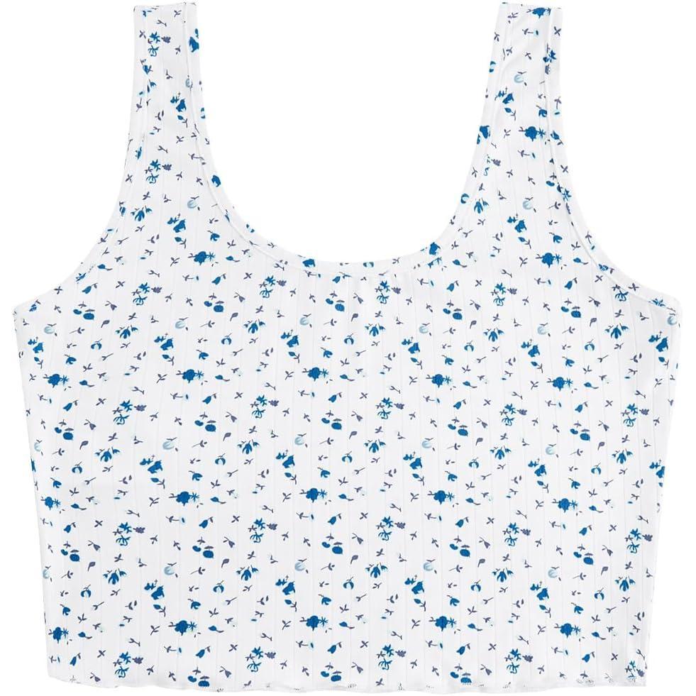 imageSweatyRocks Womens Casual Summer Floral Print Sleeveless Stretch Crop Tank TopFloral White
