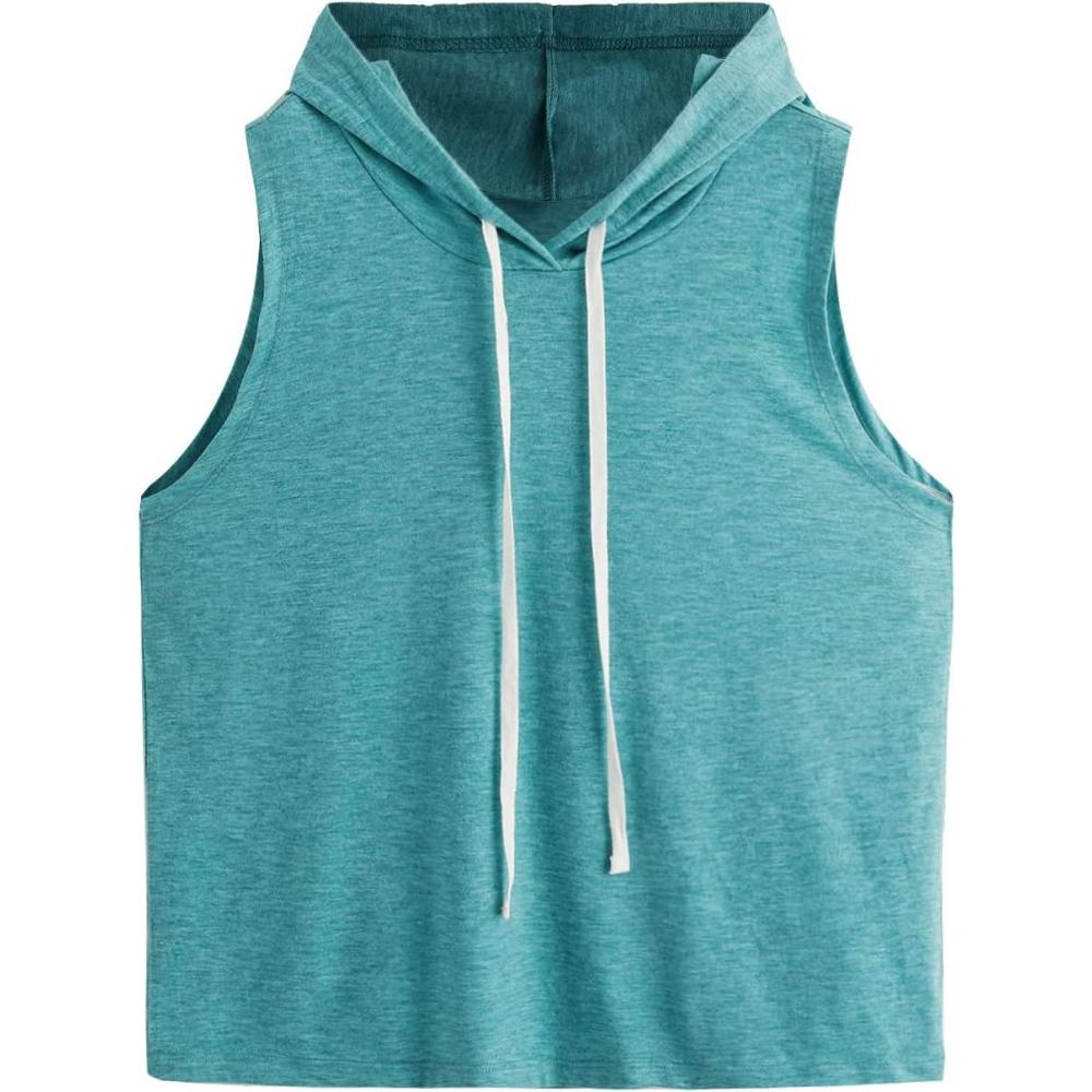 imageSweatyRocks Womens Summer Sleeveless Hooded Tank Top TShirt for Athletic Exercise Relaxed BreathableBlue Pale