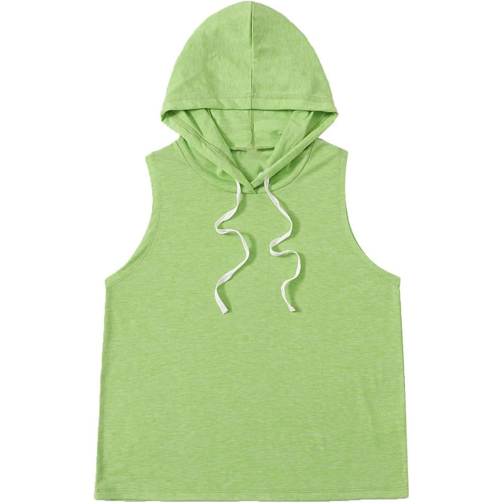 imageSweatyRocks Womens Summer Sleeveless Hooded Tank Top TShirt for Athletic Exercise Relaxed BreathableGrass Green