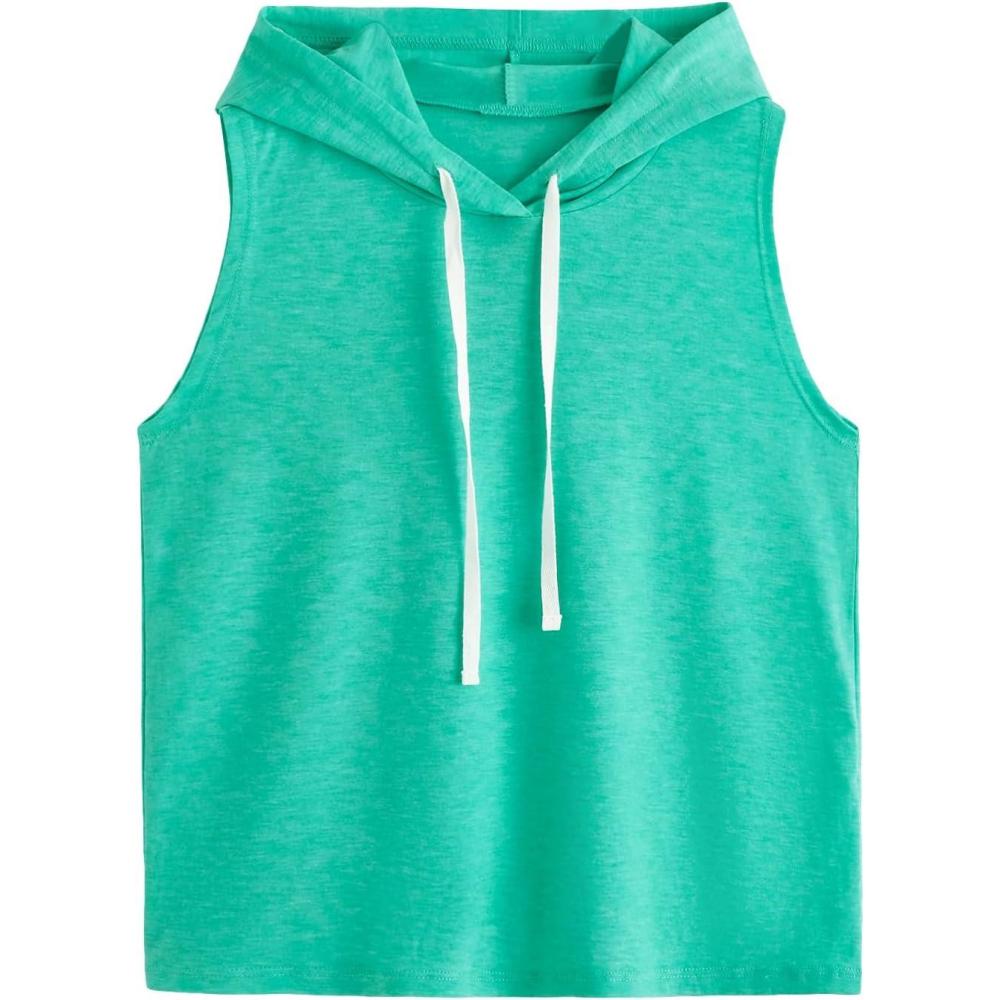 imageSweatyRocks Womens Summer Sleeveless Hooded Tank Top TShirt for Athletic Exercise Relaxed BreathableGreen Color
