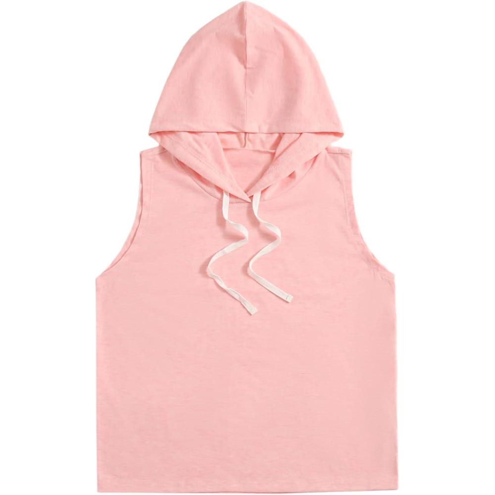 imageSweatyRocks Womens Summer Sleeveless Hooded Tank Top TShirt for Athletic Exercise Relaxed BreathableLight Pink