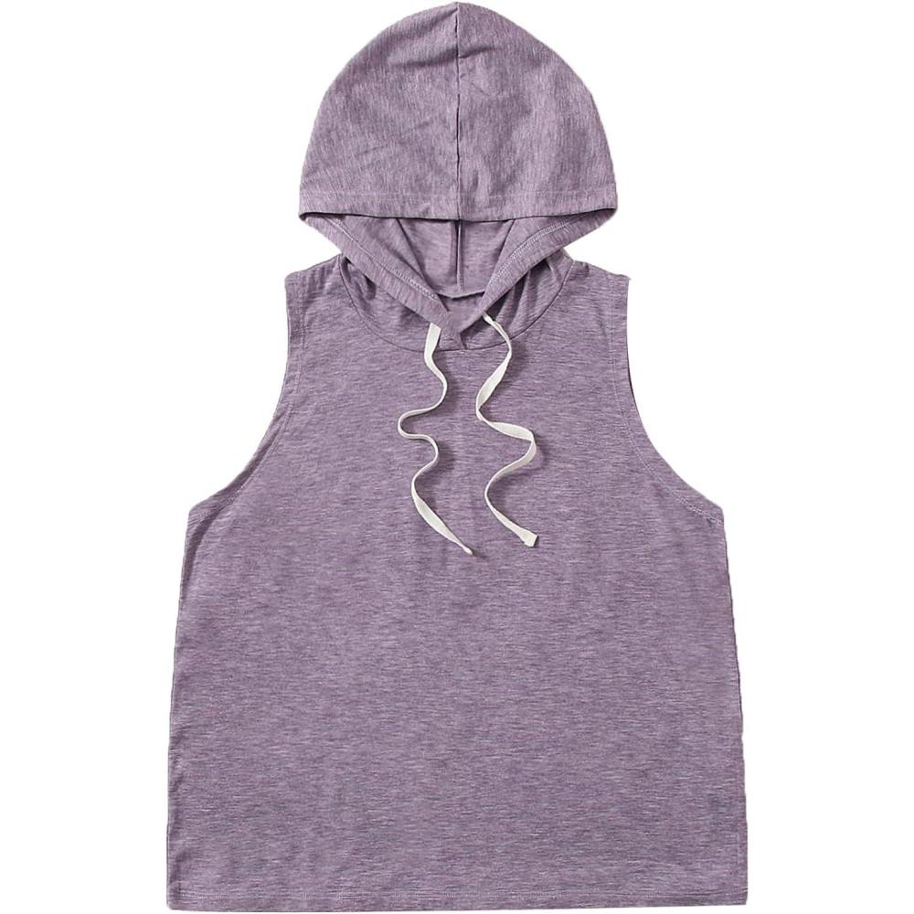 imageSweatyRocks Womens Summer Sleeveless Hooded Tank Top TShirt for Athletic Exercise Relaxed BreathableMauve Purple