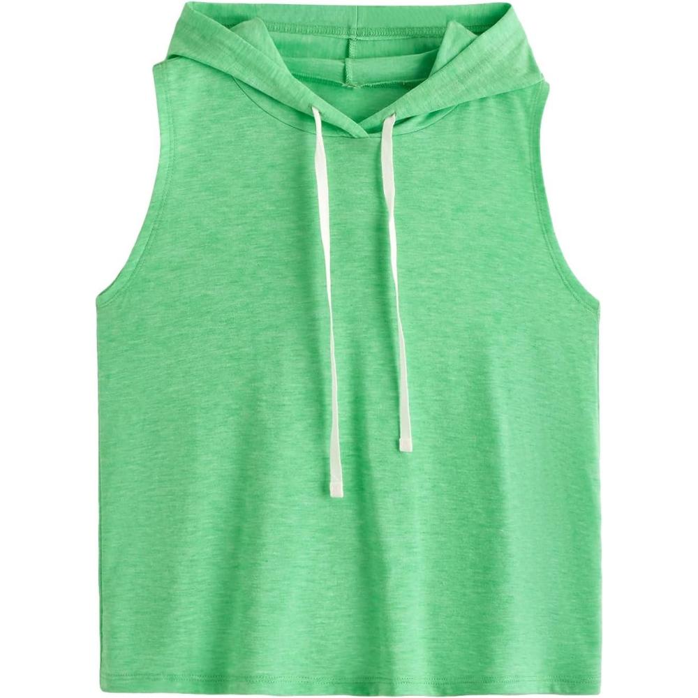 imageSweatyRocks Womens Summer Sleeveless Hooded Tank Top TShirt for Athletic Exercise Relaxed BreathablePlain Green