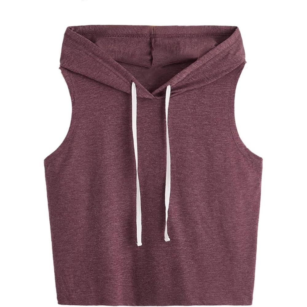 imageSweatyRocks Womens Summer Sleeveless Hooded Tank Top TShirt for Athletic Exercise Relaxed BreathableRed Violet