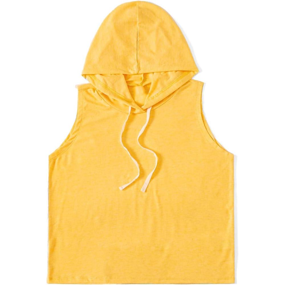imageSweatyRocks Womens Summer Sleeveless Hooded Tank Top TShirt for Athletic Exercise Relaxed BreathableYellow