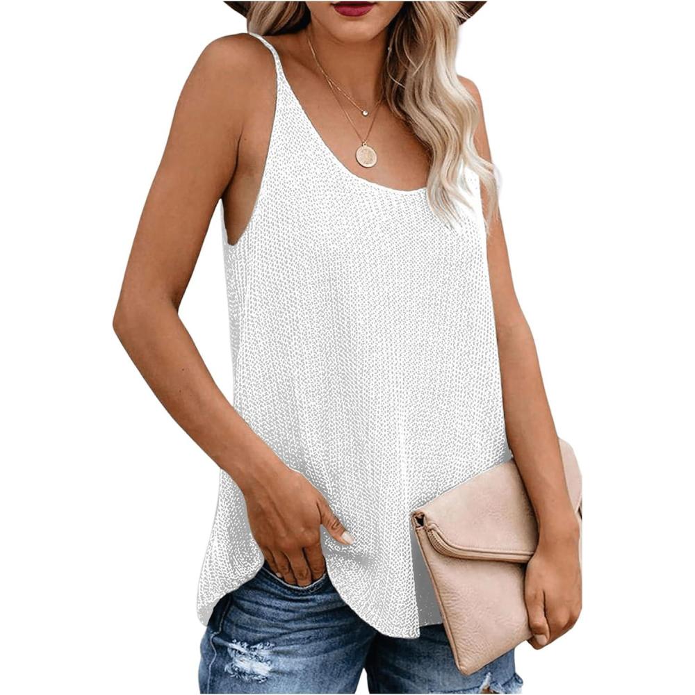 imageSweatyRocks Womens Tank Top Spaghetti Strap Sleeveless Loose Fit Summer TopsBeige