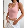 imageSweatyRocks Womens Asymmetrical Hem Backless Halter Top Casual Sleeveless Lace Up Back Cropped TankPink