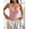 imageSweatyRocks Womens Asymmetrical Hem Backless Halter Top Casual Sleeveless Lace Up Back Cropped TankPink