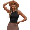 imageSweatyRocks Womens Casual Sleeveless Stretchy Ribbed Knit Shirt Racerback Crop Fringe Tank topBlack
