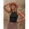 imageSweatyRocks Womens Casual Sleeveless Stretchy Ribbed Knit Shirt Racerback Crop Fringe Tank topBlack