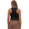 imageSweatyRocks Womens Casual Sleeveless Stretchy Ribbed Knit Shirt Racerback Crop Fringe Tank topBlack
