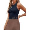imageSweatyRocks Womens Casual Sleeveless Stretchy Ribbed Knit Shirt Racerback Crop Fringe Tank topBlue