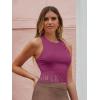 imageSweatyRocks Womens Casual Sleeveless Stretchy Ribbed Knit Shirt Racerback Crop Fringe Tank topHot Pink