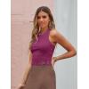 imageSweatyRocks Womens Casual Sleeveless Stretchy Ribbed Knit Shirt Racerback Crop Fringe Tank topHot Pink