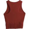 imageSweatyRocks Womens Casual Sleeveless Stretchy Ribbed Knit Shirt Racerback Crop Fringe Tank topRed