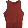 imageSweatyRocks Womens Casual Sleeveless Stretchy Ribbed Knit Shirt Racerback Crop Fringe Tank topRed