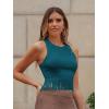 imageSweatyRocks Womens Casual Sleeveless Stretchy Ribbed Knit Shirt Racerback Crop Fringe Tank topTeal Blue