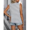 imageSweatyRocks Womens Casual Striped Print Tank Top Round Neck Sleeveless Basic TopsBlack and White