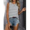 imageSweatyRocks Womens Casual Striped Print Tank Top Round Neck Sleeveless Basic TopsBlack and White