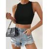 imageSweatyRocks Womens Crewneck Crop Tank Top Tie Back Casual Backless TopBlack