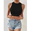 imageSweatyRocks Womens Crewneck Crop Tank Top Tie Back Casual Backless TopBlack