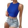 imageSweatyRocks Womens Crewneck Crop Tank Top Tie Back Casual Backless TopBlue