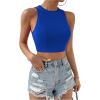 imageSweatyRocks Womens Crewneck Crop Tank Top Tie Back Casual Backless TopBlue