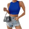 imageSweatyRocks Womens Crewneck Crop Tank Top Tie Back Casual Backless TopBlue