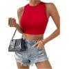 imageSweatyRocks Womens Crewneck Crop Tank Top Tie Back Casual Backless TopRed