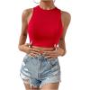imageSweatyRocks Womens Crewneck Crop Tank Top Tie Back Casual Backless TopRed