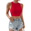 imageSweatyRocks Womens Crewneck Crop Tank Top Tie Back Casual Backless TopRed