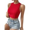 imageSweatyRocks Womens Crewneck Crop Tank Top Tie Back Casual Backless TopRed