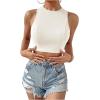 imageSweatyRocks Womens Crewneck Crop Tank Top Tie Back Casual Backless TopWhite
