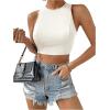 imageSweatyRocks Womens Crewneck Crop Tank Top Tie Back Casual Backless TopWhite