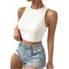 imageSweatyRocks Womens Crewneck Crop Tank Top Tie Back Casual Backless TopWhite