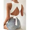 imageSweatyRocks Womens Crewneck Crop Tank Top Tie Back Casual Backless TopWhite