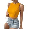 imageSweatyRocks Womens Crewneck Crop Tank Top Tie Back Casual Backless TopYellow