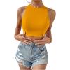 imageSweatyRocks Womens Crewneck Crop Tank Top Tie Back Casual Backless TopYellow