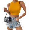 imageSweatyRocks Womens Crewneck Crop Tank Top Tie Back Casual Backless TopYellow