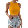 imageSweatyRocks Womens Crewneck Crop Tank Top Tie Back Casual Backless TopYellow