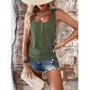imageSweatyRocks Womens Scoop Neck Half Button Tank Top Casual Sleeveless Drawstring Tie Side TopsArmy Green