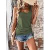 imageSweatyRocks Womens Scoop Neck Half Button Tank Top Casual Sleeveless Drawstring Tie Side TopsArmy Green