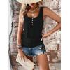 imageSweatyRocks Womens Scoop Neck Half Button Tank Top Casual Sleeveless Drawstring Tie Side TopsBlack