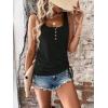 imageSweatyRocks Womens Scoop Neck Half Button Tank Top Casual Sleeveless Drawstring Tie Side TopsBlack