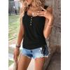 imageSweatyRocks Womens Scoop Neck Half Button Tank Top Casual Sleeveless Drawstring Tie Side TopsBlack