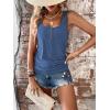 imageSweatyRocks Womens Scoop Neck Half Button Tank Top Casual Sleeveless Drawstring Tie Side TopsBlue