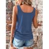 imageSweatyRocks Womens Scoop Neck Half Button Tank Top Casual Sleeveless Drawstring Tie Side TopsBlue