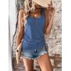 imageSweatyRocks Womens Scoop Neck Half Button Tank Top Casual Sleeveless Drawstring Tie Side TopsBlue
